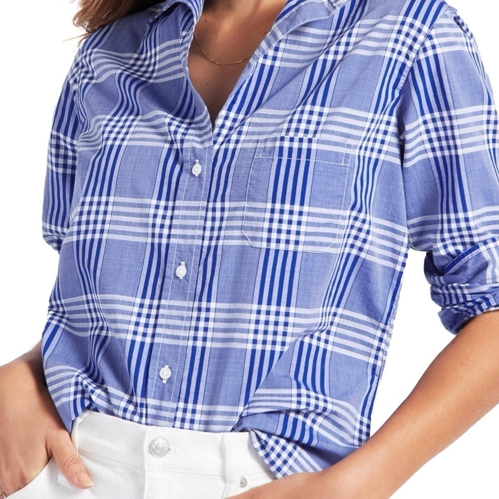 GRAYSON The Hero Button Down Alison Blue Plaid Cotton Shirt Size 5 Large?
